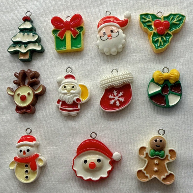 Jewelry Making Diy - 10pcs Christmas Cartoon Series Resin Pendant