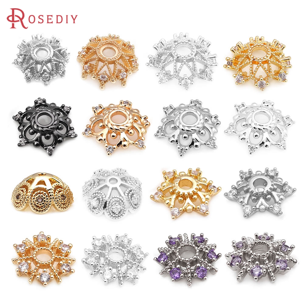 18K Gold Color Brass and Zirco - đánh giá và giá Bead Cap Flower