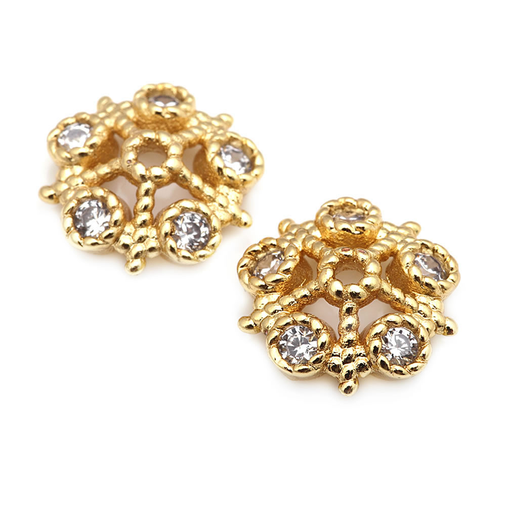 18K Gold Color Brass and Zirco - đánh giá và giá Bead Cap Flower