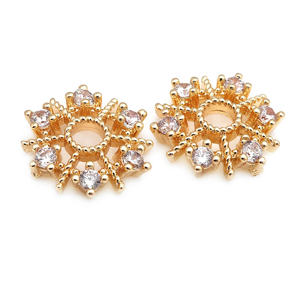 18K Gold Color Brass and Zirco - đánh giá và giá Bead Cap Flower