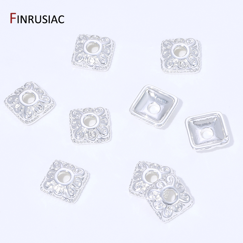 18K Gold Plated Brass Square B - đánh giá và giá Bead Cap Flower