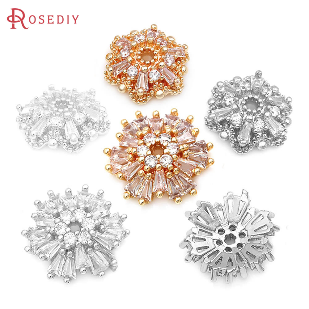 18K Gold Color Brass Zircon Fl - đánh giá và giá Bead Cap Flower