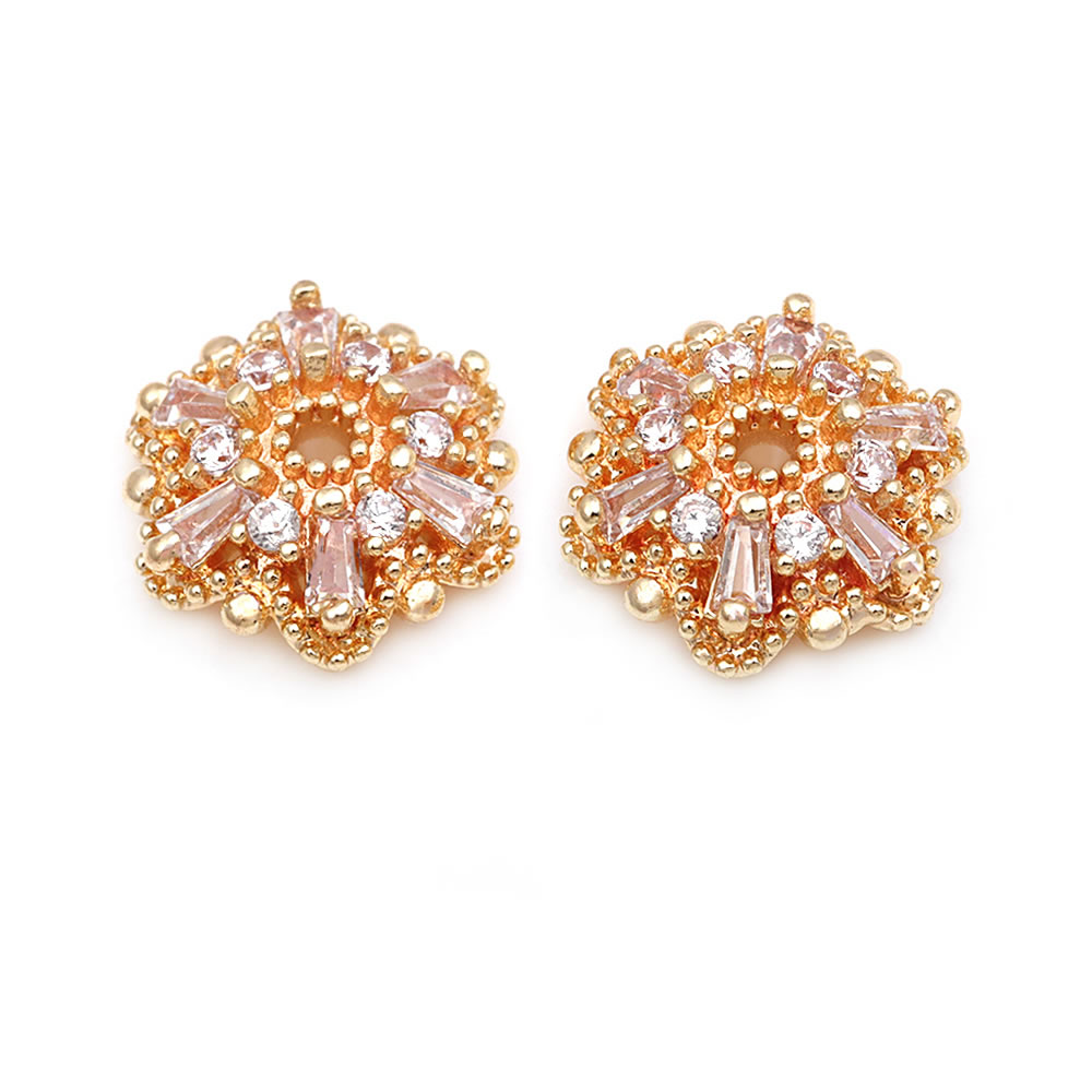 18K Gold Color Brass Zircon Fl - đánh giá và giá Bead Cap Flower