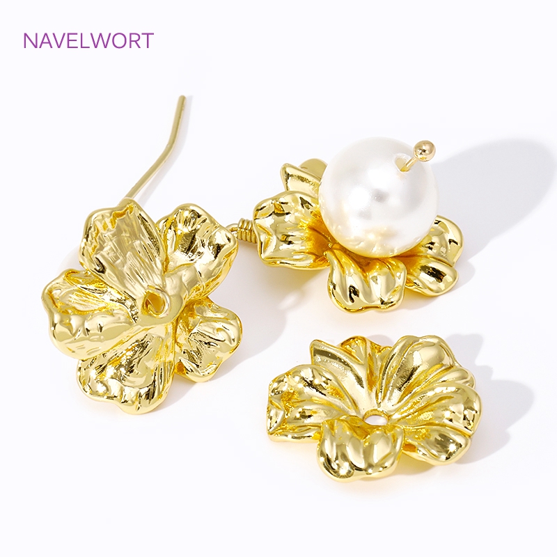 18K Gold Plated Large Flower B - đánh giá và giá Bead Cap Flower