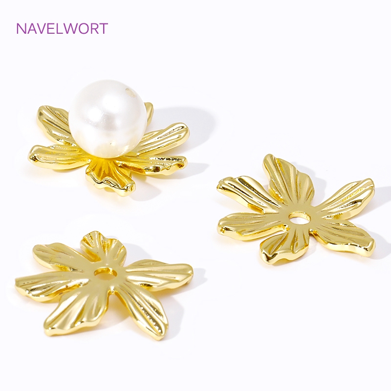 18K Gold Plated Large Flower B - đánh giá và giá Bead Cap Flower