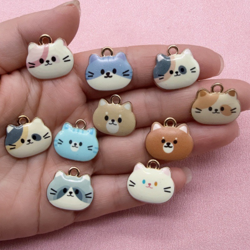 12pcs Printed Cat Head Alloy D - đánh giá và giá Jewelry Making Diy